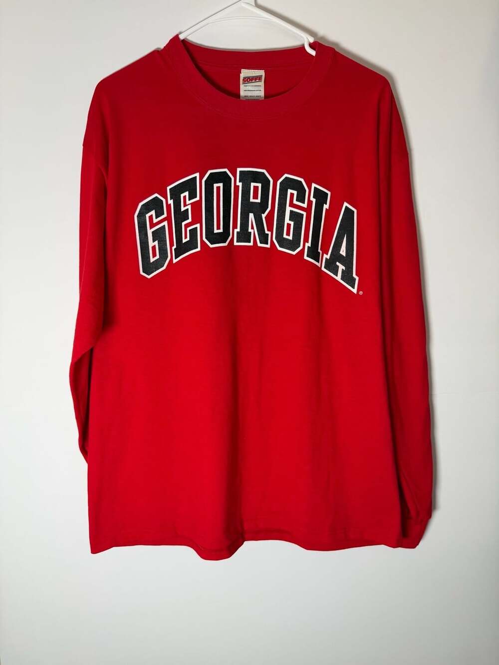 Vintage Y2K Soffe Georgia Long Sleeve T-Shirt Red Size L